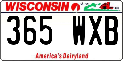 WI license plate 365WXB