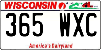 WI license plate 365WXC