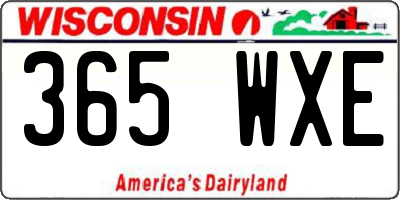 WI license plate 365WXE