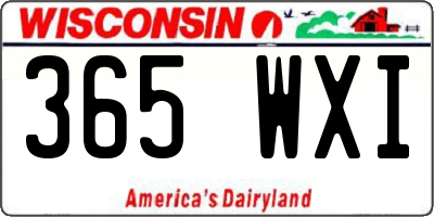 WI license plate 365WXI