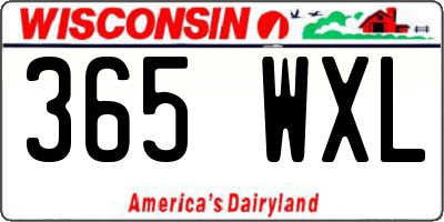 WI license plate 365WXL