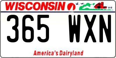 WI license plate 365WXN