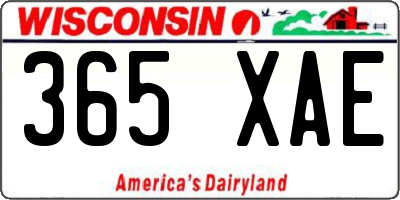 WI license plate 365XAE