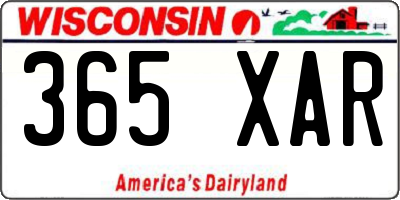 WI license plate 365XAR