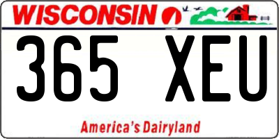 WI license plate 365XEU