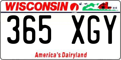 WI license plate 365XGY