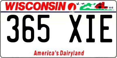 WI license plate 365XIE