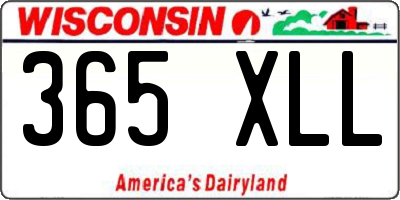 WI license plate 365XLL