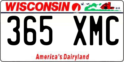WI license plate 365XMC