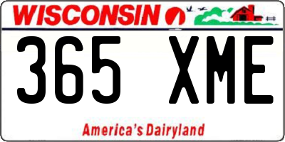 WI license plate 365XME
