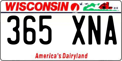 WI license plate 365XNA
