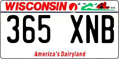 WI license plate 365XNB