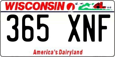 WI license plate 365XNF