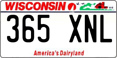 WI license plate 365XNL