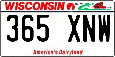 WI license plate 365XNW