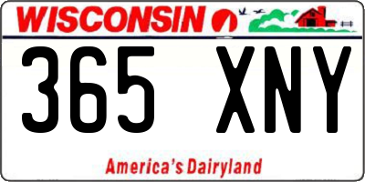 WI license plate 365XNY