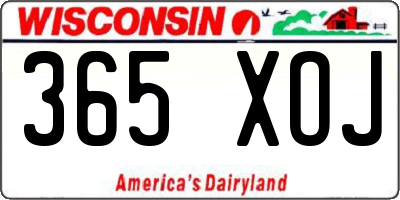 WI license plate 365XOJ