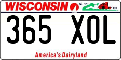 WI license plate 365XOL