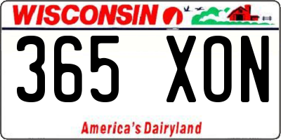 WI license plate 365XON