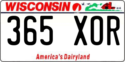 WI license plate 365XOR