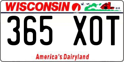 WI license plate 365XOT