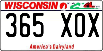 WI license plate 365XOX