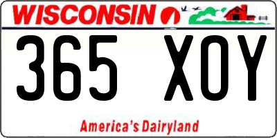 WI license plate 365XOY