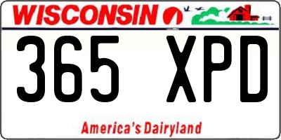 WI license plate 365XPD