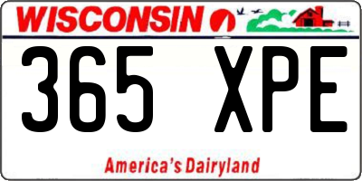 WI license plate 365XPE