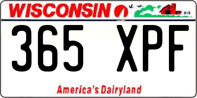 WI license plate 365XPF