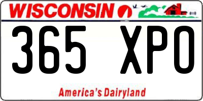 WI license plate 365XPO