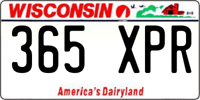 WI license plate 365XPR