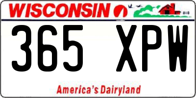WI license plate 365XPW