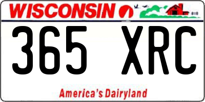 WI license plate 365XRC