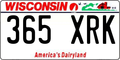WI license plate 365XRK