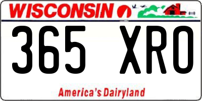 WI license plate 365XRO