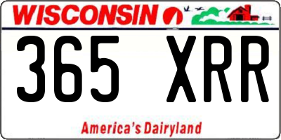 WI license plate 365XRR