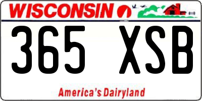 WI license plate 365XSB
