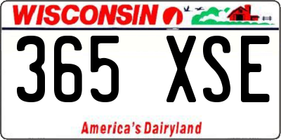 WI license plate 365XSE