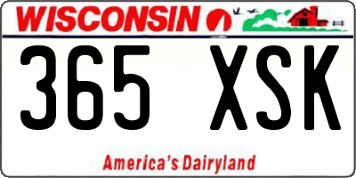 WI license plate 365XSK