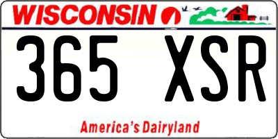 WI license plate 365XSR
