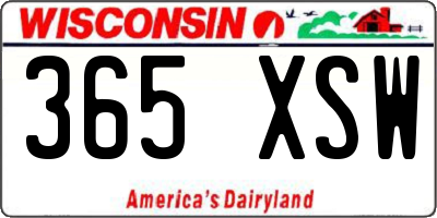 WI license plate 365XSW