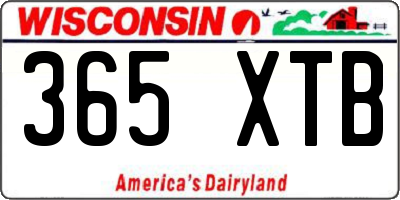 WI license plate 365XTB