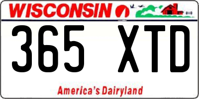 WI license plate 365XTD