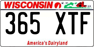 WI license plate 365XTF
