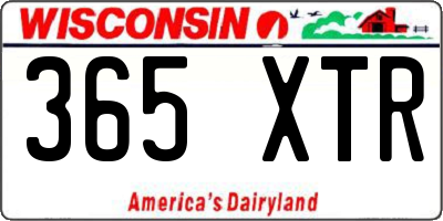 WI license plate 365XTR