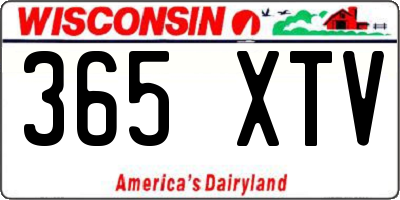 WI license plate 365XTV