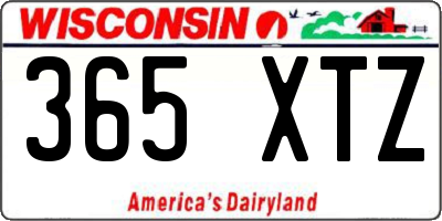 WI license plate 365XTZ