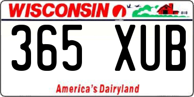 WI license plate 365XUB