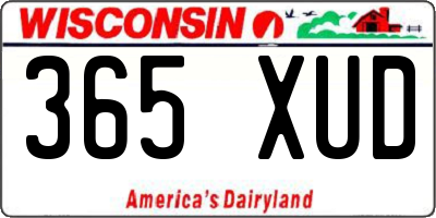 WI license plate 365XUD